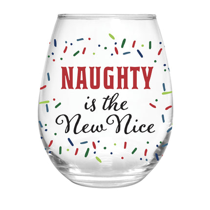 Naughty is the new nice, 17 OZ Stemless Wine Glass w/Box