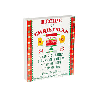 "Recipe for Christmas" Wooden Plaque