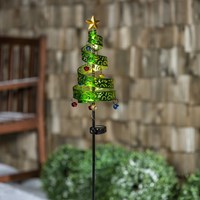 40"H Metal Christmas Tree Solar Twinkling Light Garden Stake