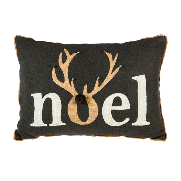 Lumbar Pillow with Noel and Deer