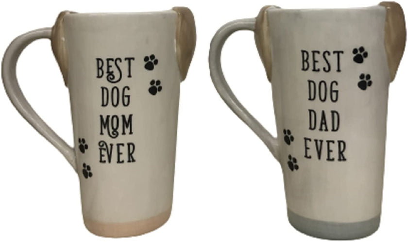 Ceramic Dog Mugs, Best Dog Mom/Dad,14 Ounces