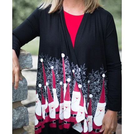 Women's 'Bowling Pin Santa' Long Sleeve Holiday Kimono, by A Walk In The Park®