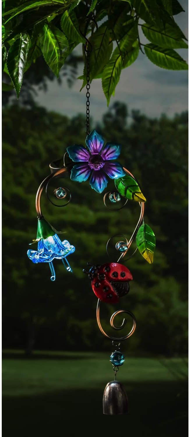 Solar Hanging Outdoor Decoration with Bell, Ladybug