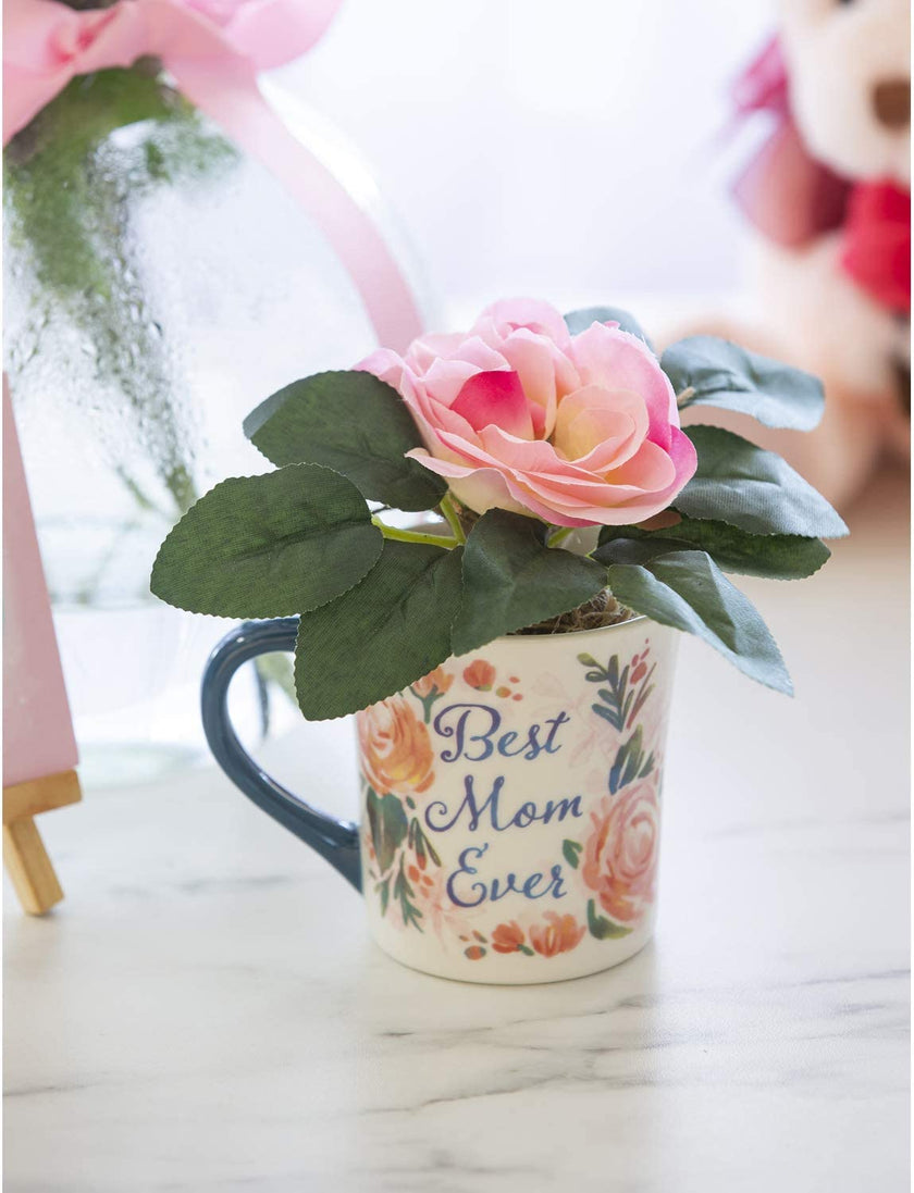 Best Mom Ever Coffee Cup and Floral Set - 3 x 3 x 4 Inches