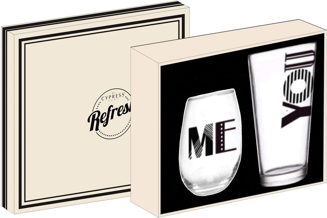 Me & You Stemless Wine Glass & Beer Glass Gift Set -9 x 7 x 5 Inches