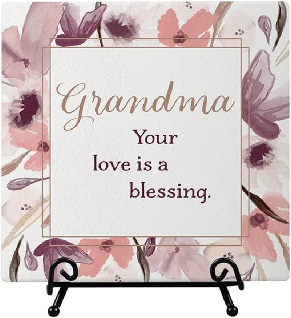 "Grandma" Easel Plaque, 6-inch Square, Ceramic