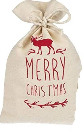Merry Christmas Burlap Gift Bag