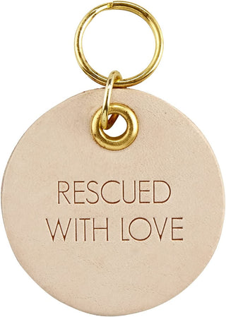 "Rescued with Love" Leather Pet Tag