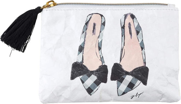 Lili + Delilah Waterproof Coin Purse with Tassel Pull, 5.75 x 4-Inches, Checkered Shoes