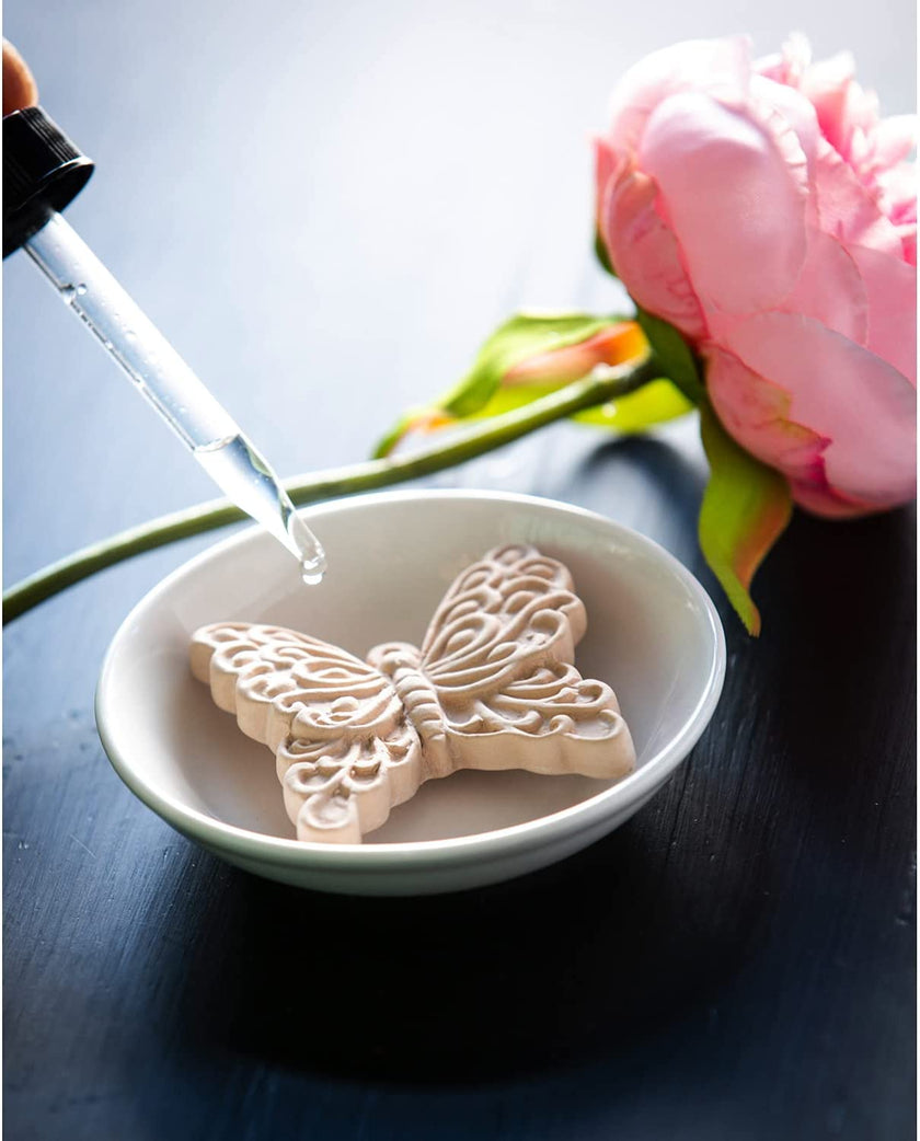 Ceramic Butterfly Trinket Dish Diffuser Gift Set
