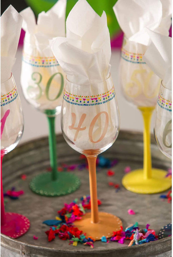 40th Birthday Color Changing Wine Glass - 3 x 3 x 10 Inches