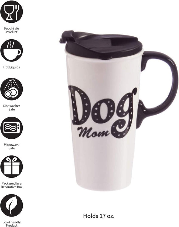 "Dog Mom" Ceramic Latte Travel Cup, 17oz