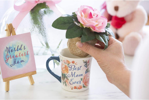 Best Mom Ever Coffee Cup and Floral Set - 3 x 3 x 4 Inches