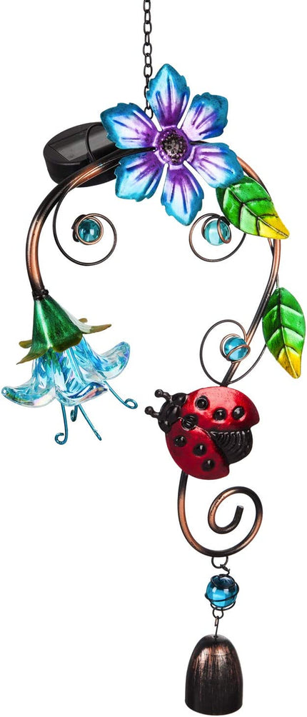 Solar Hanging Outdoor Decoration with Bell, Ladybug