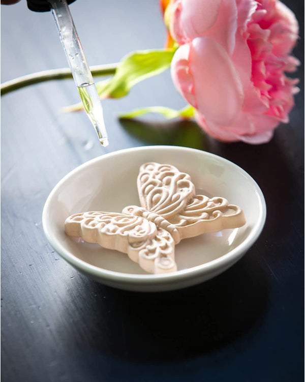Ceramic Butterfly Trinket Dish Diffuser Gift Set