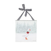 Mini Canvas with Plaid Ribbon, 8"Wx8"H Holiday Animals