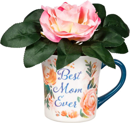 Best Mom Ever Coffee Cup and Floral Set - 3 x 3 x 4 Inches
