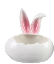Ceramic Rabbit Ear/Egg Candy Dish, Planter