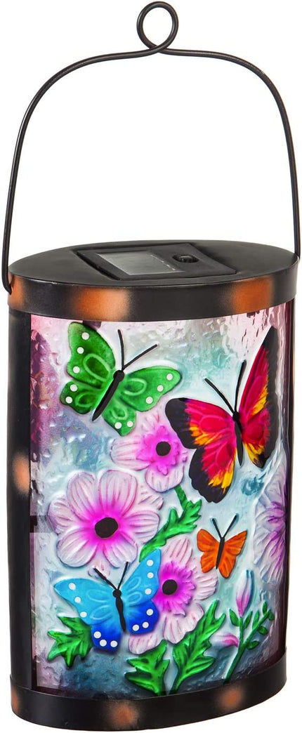 Butterfly Prints Handpainted Solar Glass Lantern