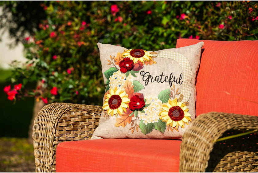 Thanksgiving Grateful Textile Outdoor Pillow - 18