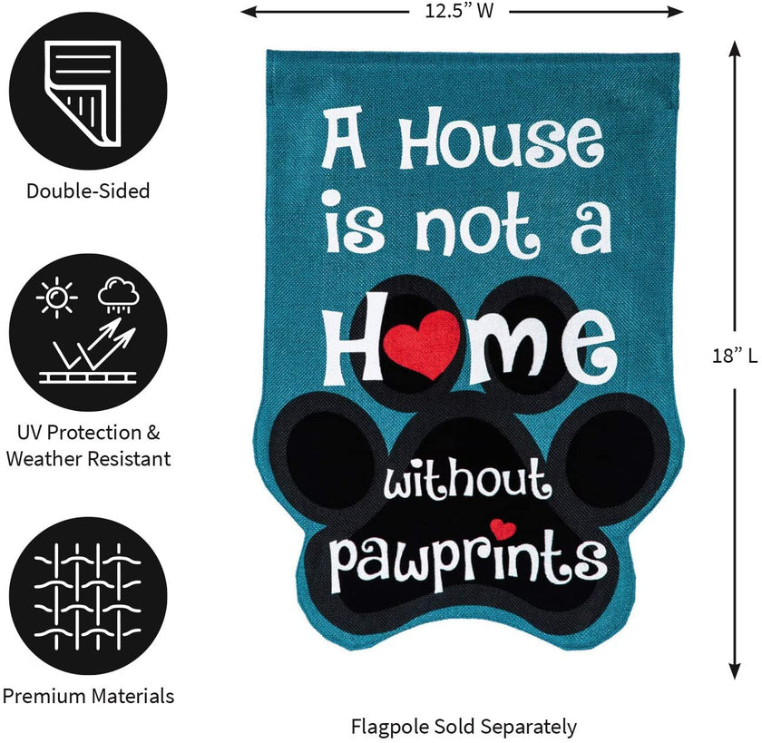 Paw Prints Burlap Garden Flag - 12.5 x 18 Inches