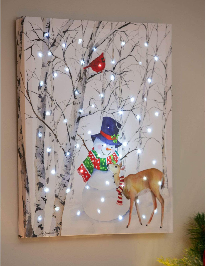 Christmas Joyful Snowman LED Canvas Wall Décor