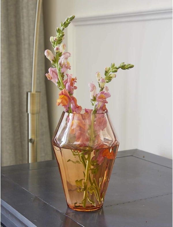 Pink Faceted Glass Vase
