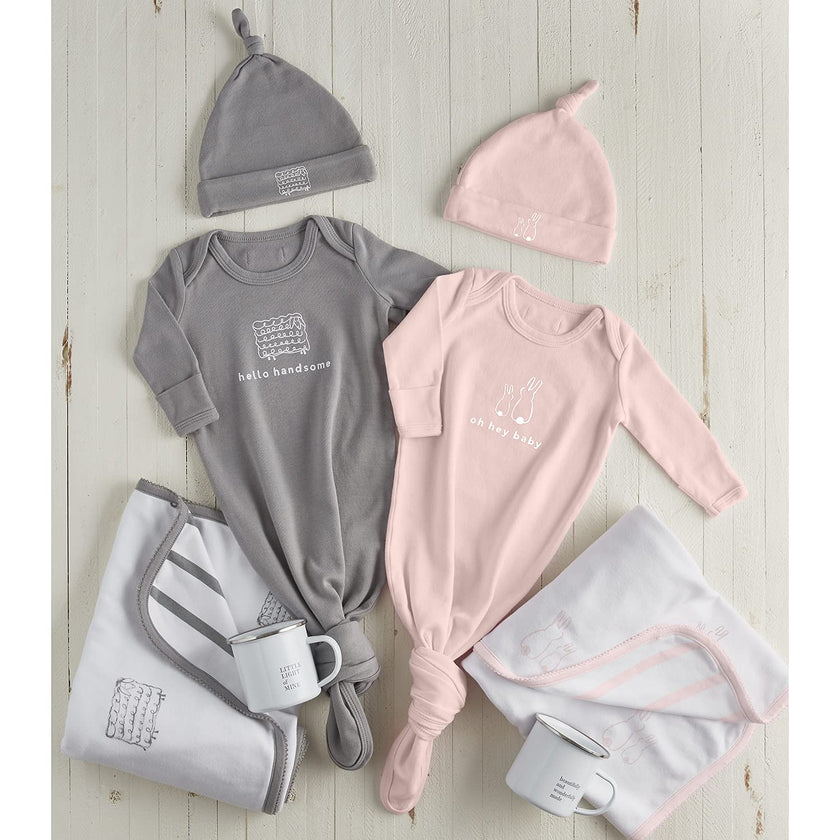 Reversible Cotton Receiving Blanket, Gray Sheep