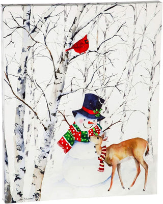 Christmas Joyful Snowman LED Canvas Wall Décor