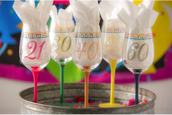 40th Birthday Color Changing Wine Glass - 3 x 3 x 10 Inches