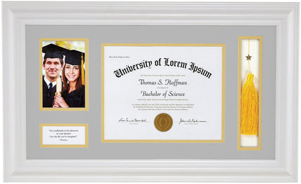 Diploma and Photo Frame, 15 x 25-Inch, White-With Thoreau Quote