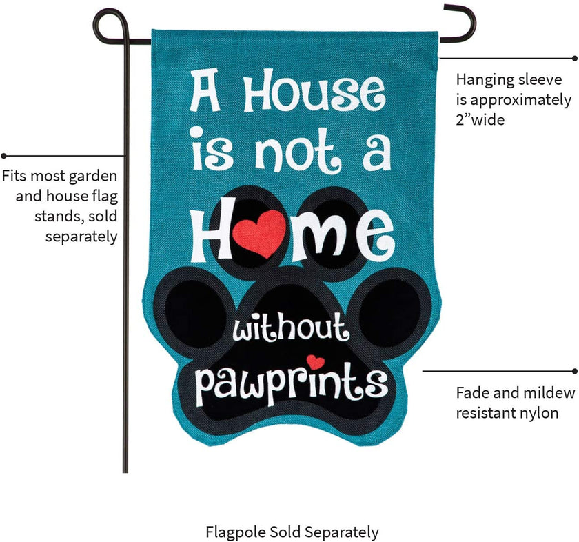 Paw Prints Burlap Garden Flag - 12.5 x 18 Inches