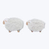 Wood Sheep with Faux Fur Table Decor-Set 0f 2