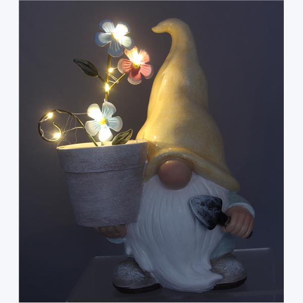 Resin Gnome with Solar Fairy Lights