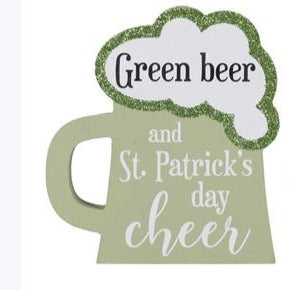 Wooden Beer Mug Shaped St. Patrick's Day Tabletop Sign