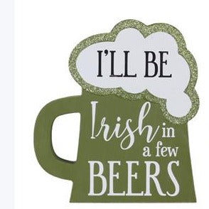 Wooden Beer Mug Shaped St. Patrick's Day Tabletop Sign