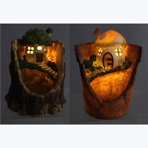 LED Resin Decorative Gnome House