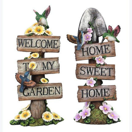 Resin Hummingbird Garden Sign/Figurine