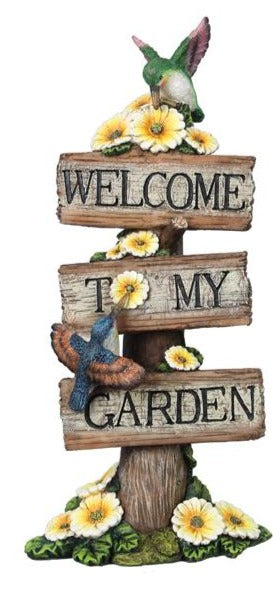 Resin Hummingbird Garden Sign/Figurine