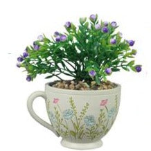 Resin Cottage Core Tea Cup Planter w/ Flower