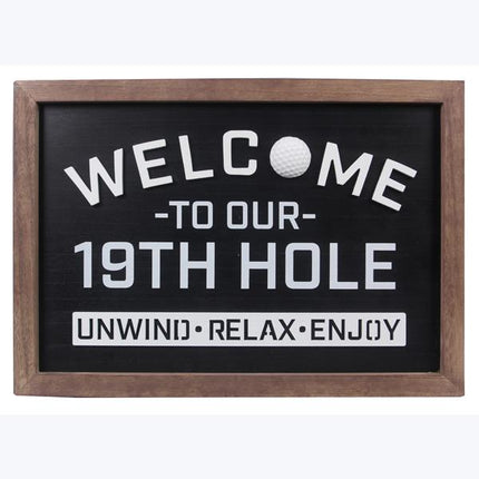 Wood Framed 19th Hole Golfer Welcome Wall sign