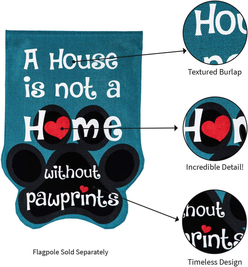 Paw Prints Burlap Garden Flag - 12.5 x 18 Inches