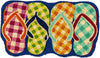 Plaid Flip Flops Shaped Coir Welcome Mat - 16 x 1 x 28 Inches