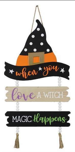 Wood Fun & Freaky Halloween With Hat Wall Sign