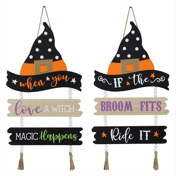 Wood Fun & Freaky Halloween With Hat Wall Sign