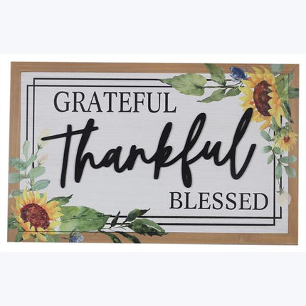 Wooden Thankful, Grateful, Blessed Wall Sign