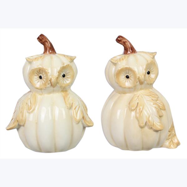 Ceramic Owl with Pumpkin Shape