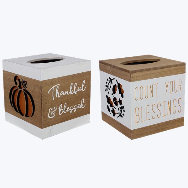 Thanksgiving Themed Wood Tissue Boxe