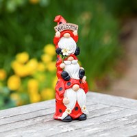9"H Stacked Ladybug Gnome Trio Garden Statuary