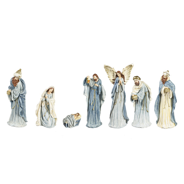 Glorious Nativity Set with Blue Accents, Set of 7